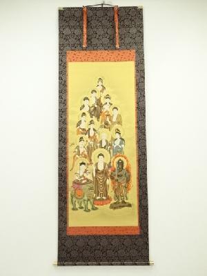 朝陽筆　十三仏　肉筆絹本掛軸（共箱）